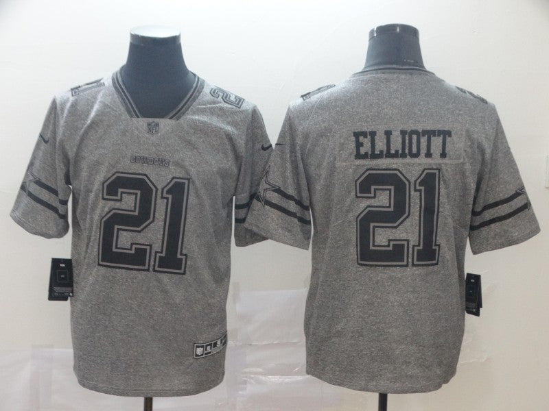 Dallas Cowboys #21 Ezekiel Elliott Grey Jersey