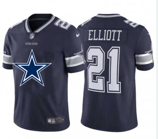 Dallas Cowboys #21 Ezekiel Elliott Navy 2020 Team Big Logo Jersey