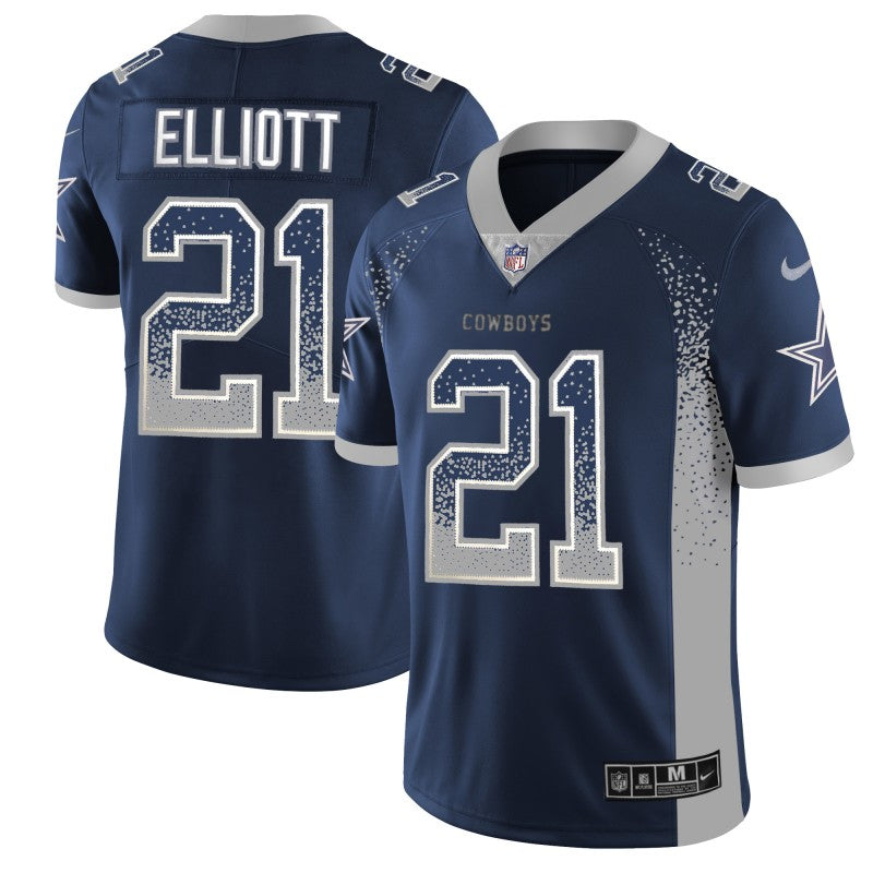 Dallas Cowboys #21 Ezekiel Elliott Navy Blue 2018 Drift Fashion Color Rush Jersey