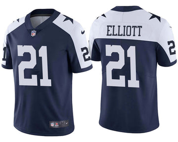 Dallas Cowboys #21 Ezekiel Elliott Navy Blue Thanksgiving Throwback Jersey