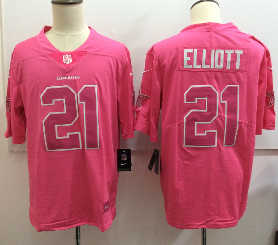 Dallas Cowboys #21 Ezekiel Elliott Pink Rush Jersey