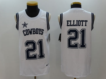 Dallas Cowboys #21 Ezekiel Elliott White Tank Top Jersey