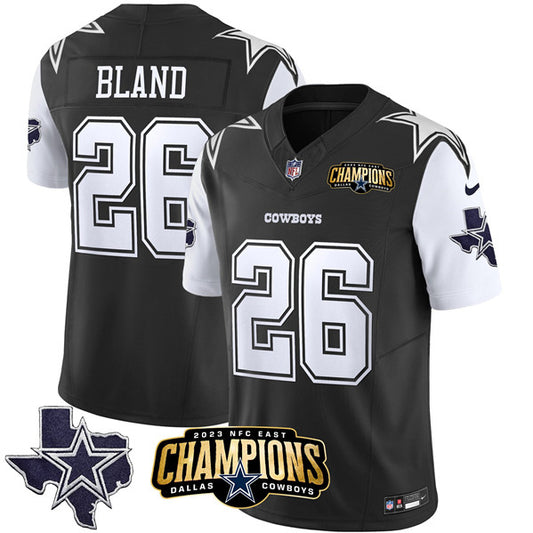 Dallas Cowboys #26 DaRon Bland Black-White 2023 FUSE NFC East Champions Ptach Jersey