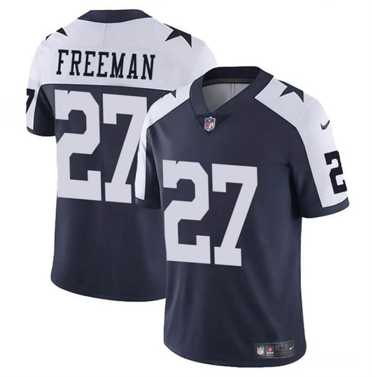 Dallas Cowboys #27 Royce Freeman Navy-White Thnaksgiving Jersey