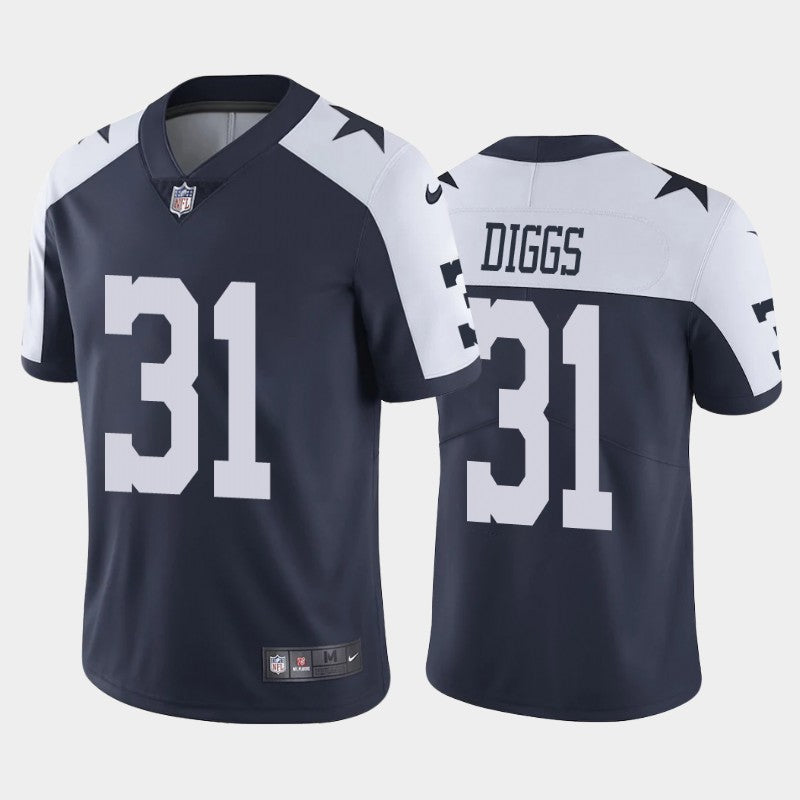 #Dallas Cowboys #31Trevon Diggs Navy Thanksgiving Jersey