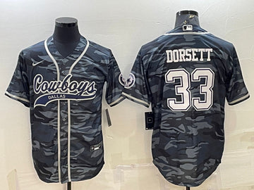 Dallas Cowboys #33 Tony Dorsett Gray Camo With Patch Baseball Jersey