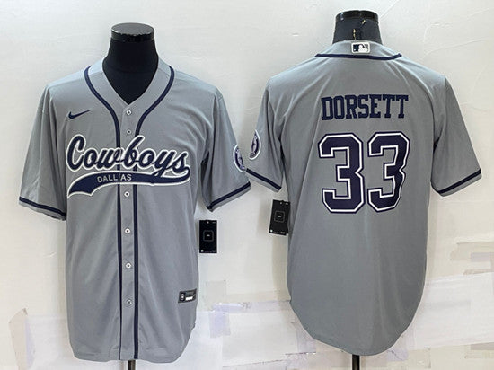 Dallas Cowboys #33 Tony Dorsett Gray Baseball Jersey