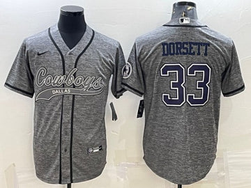 Dallas Cowboys #33 Tony Dorsett Gray With Patch Baseball Jersey