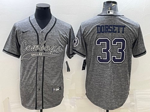 Dallas Cowboys #33 Tony Dorsett Gray With Patch Baseball Jersey