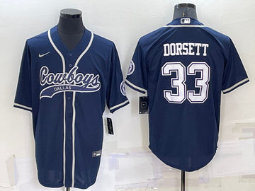 Dallas Cowboys #33 Tony Dorsett Navy Baseball Jersey