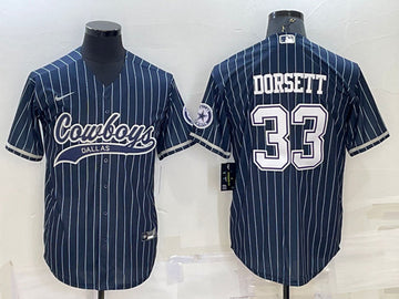 Dallas Cowboys #33 Tony Dorsett Navy With Patch Baseball Jersey
