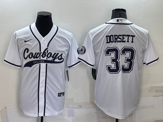 Dallas Cowboys #33 Tony Dorsett White Baseball Jersey