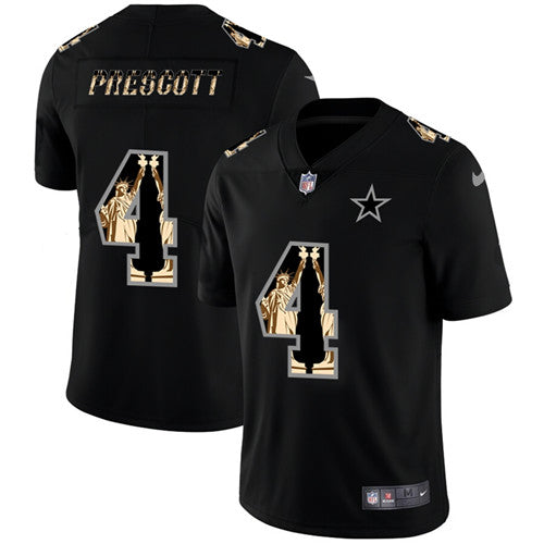 Dallas Cowboys #4 Dak Prescott 2019 Black Statue Of Liberty Jersey