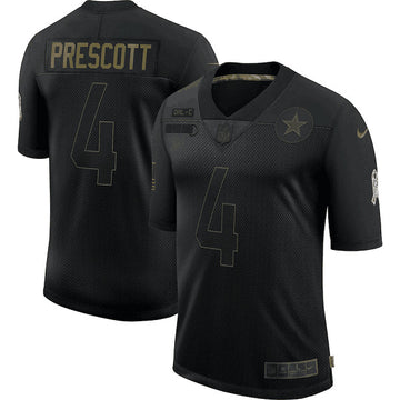 Dallas Cowboys #4 Dak Prescott 2020 Black Salute To Service Jersey