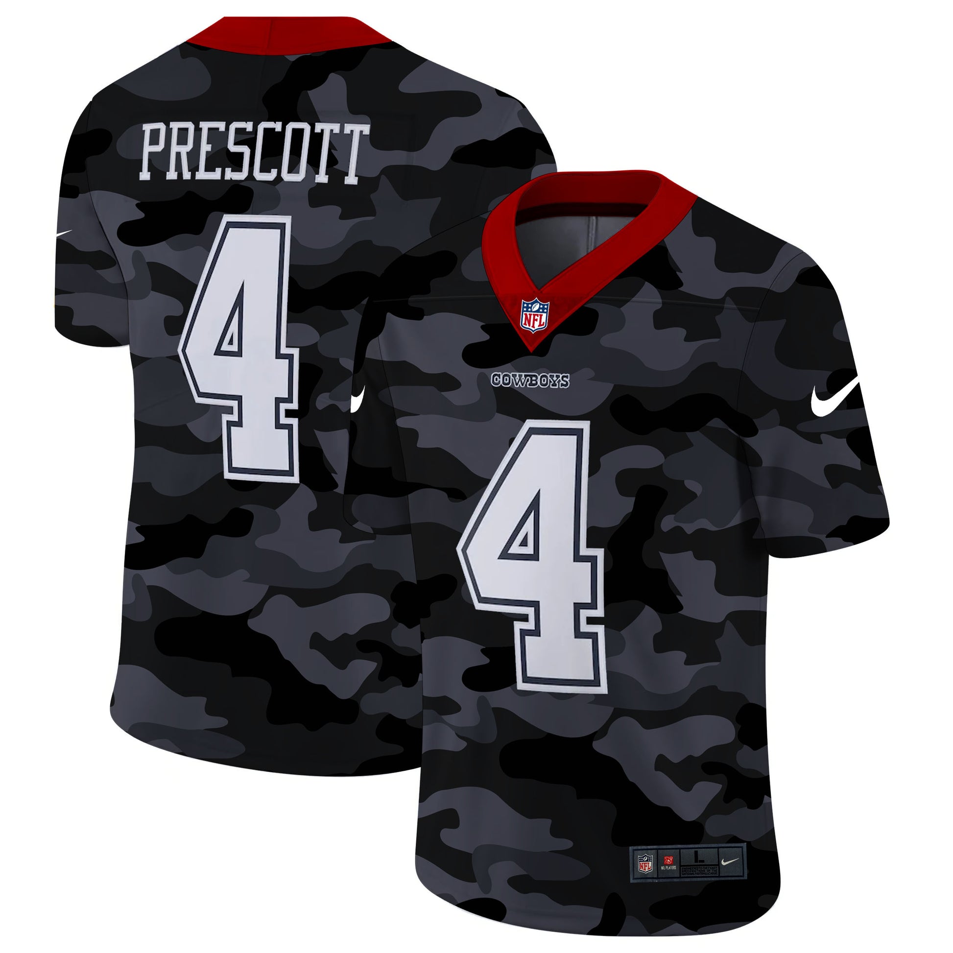 Dallas Cowboys #4 Dak Prescott 2020 Camo Jersey