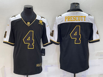 Dallas Cowboys #4 Dak Prescott Black Gold Thanksgiving With Patch Jersey
