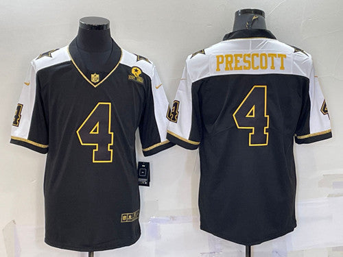 Dallas Cowboys #4 Dak Prescott Black Gold Thanksgiving With Patch Jersey