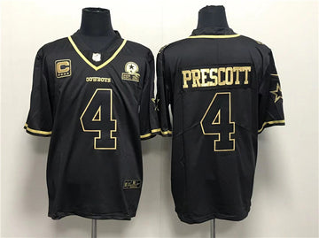Dallas Cowboys #4 Dak Prescott Black Gold With 1960 PatchAnd 4-Star C Patch Jersey