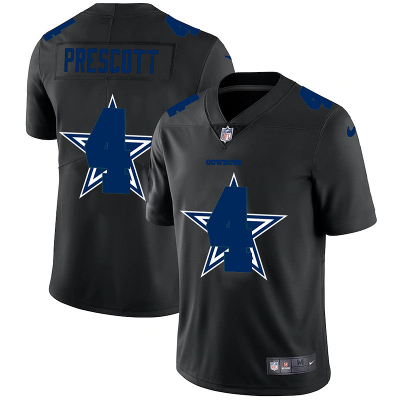 Dallas Cowboys #4 Dak Prescott Black Shadow Logo Jersey