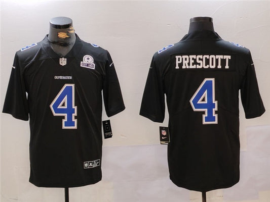 Dallas Cowboys #4 Dak Prescott Black Throwback With 1960 Patch Jersey
