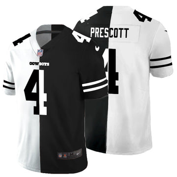 Dallas Cowboys #4 Dak Prescott Black White Split 2020 Jersey
