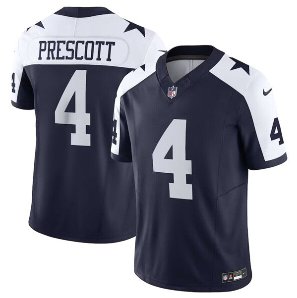 Dallas Cowboys #4 Dak Prescott Navy 2023 FUSEThanksgiving Football Game Jersey