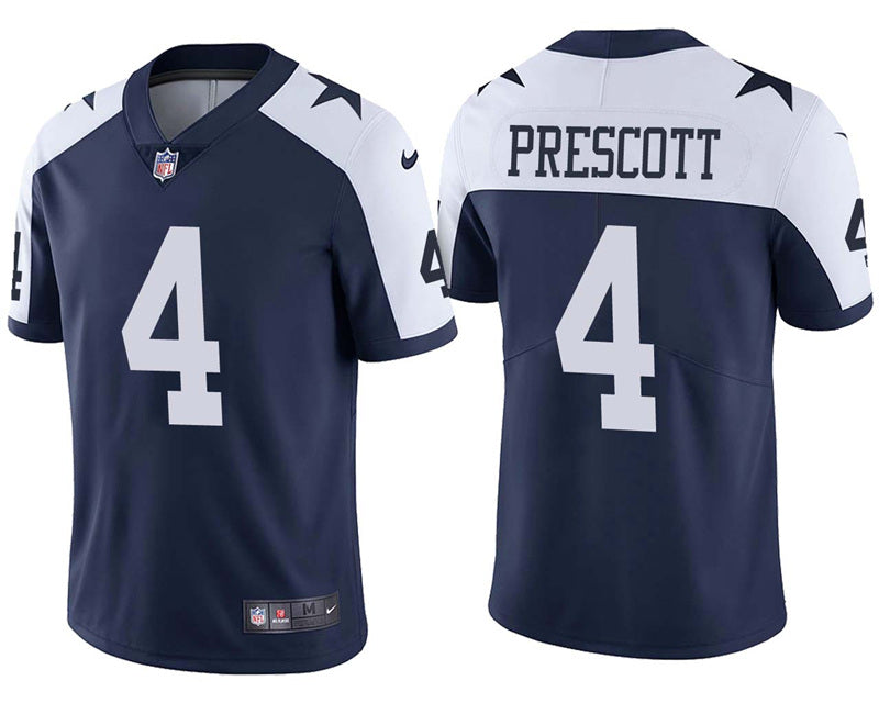 Dallas Cowboys #4 Dak Prescott Navy Blue Thanksgiving Throwback Jersey