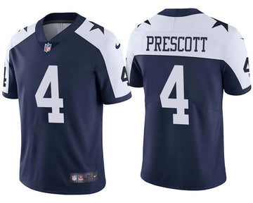 Dallas Cowboys #4 Dak Prescott Navy Blue Thanksgiving Throwback Jersey