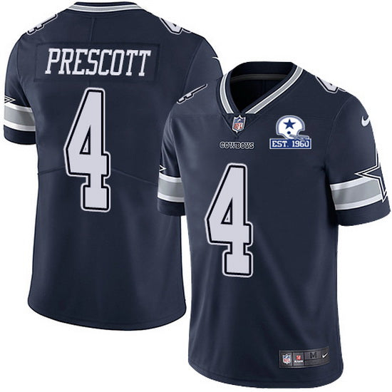 Dallas Cowboys #4 Dak Prescott Navy With Est 1960 Patch Jersey