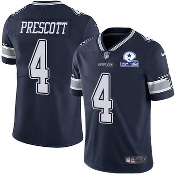 Dallas Cowboys #4 Dak Prescott Navy With Est 1960 Patch Jersey