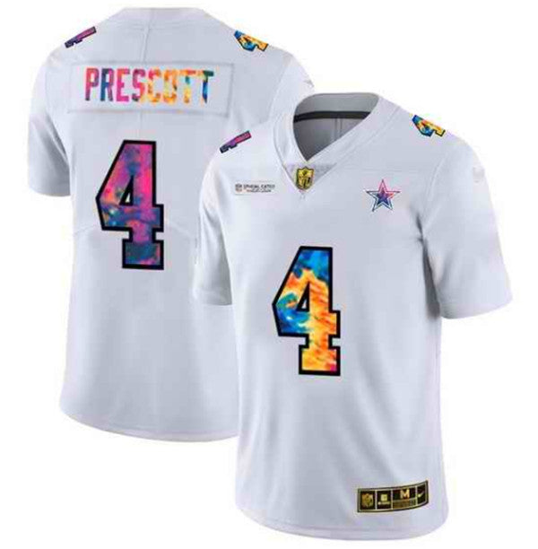 Dallas Cowboys #4 Dak Prescott White Crucial Catch Jersey