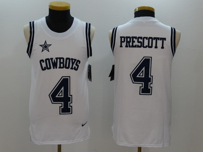 Dallas Cowboys #4 Dak Prescott White Rush Tank Top Jersey