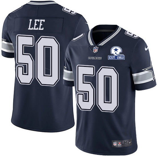 Dallas Cowboys #50 Sean Lee Navy With Est 1960 Patch Jersey