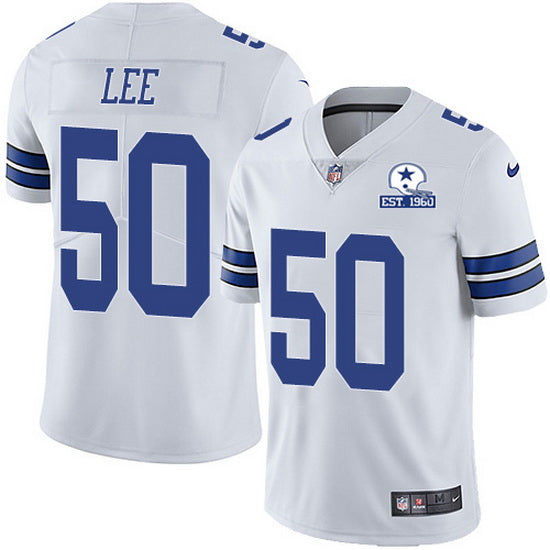 Dallas Cowboys #50 Sean Lee White With Est 1960 Patch Jersey