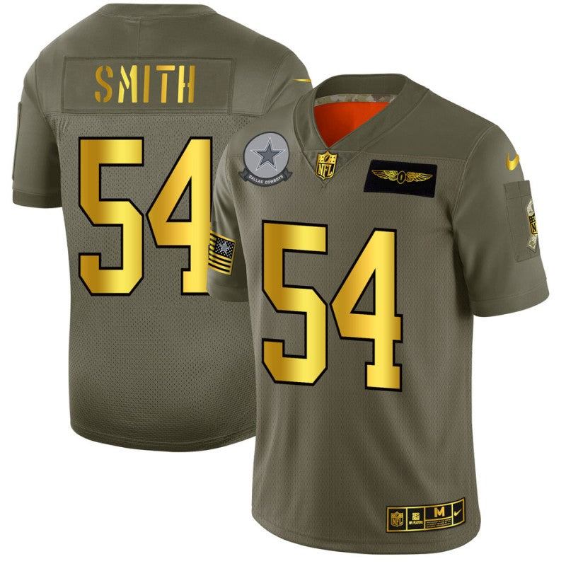 Dallas Cowboys #54 Jaylon Smith 2019 Olive-Gold Salute To Service Jersey