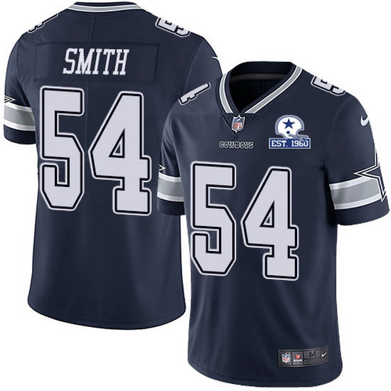 Dallas Cowboys #54 Jaylon Smith Navy With Est 1960 Patch Jersey
