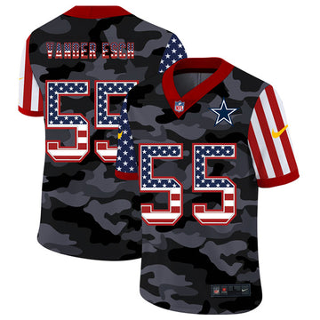 Dallas Cowboys #55 Leighton Vander Esc 2020 Camo USA Flag Jersey