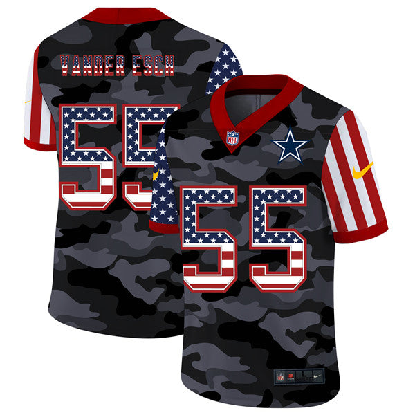 Dallas Cowboys #55 Leighton Vander Esc 2020 Camo USA Flag Jersey