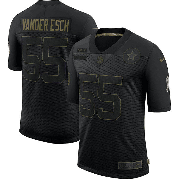Dallas Cowboys #55 Leighton Vander Esch 2020 Black Salute To Service Jersey