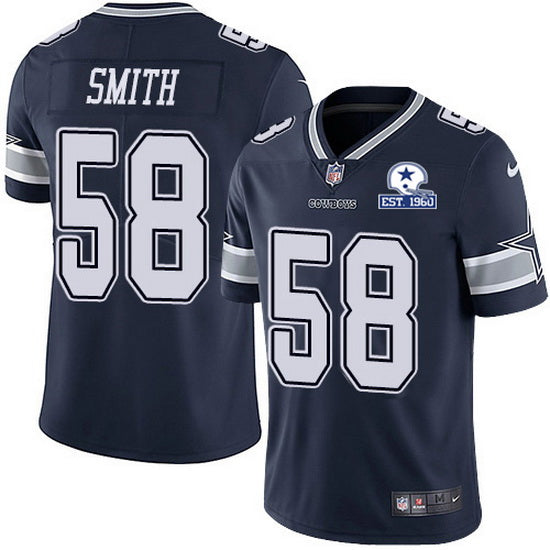 Dallas Cowboys #58 Aldon Smith Navy With Est 1960 Patch Jersey