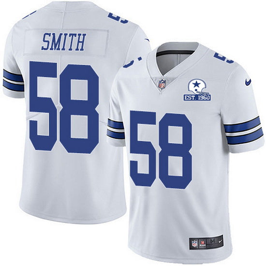 Dallas Cowboys #58 Aldon Smith White With Est 1960 Patch Jersey