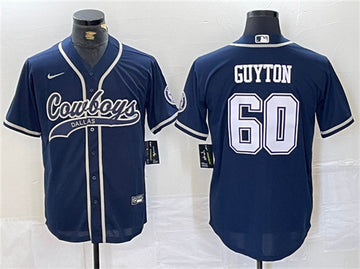 Dallas Cowboys #60 Tyler Guyton Navy Baseball Jersey