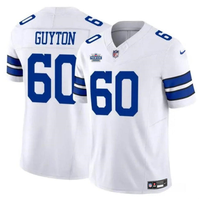 Dallas Cowboys #60 Tyler Guyton White 2024 FUSE With Dradt Patch Jersey