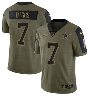Dallas Cowboys #7 Trevon Diggs 2021 Olive Salute To Service Jersey