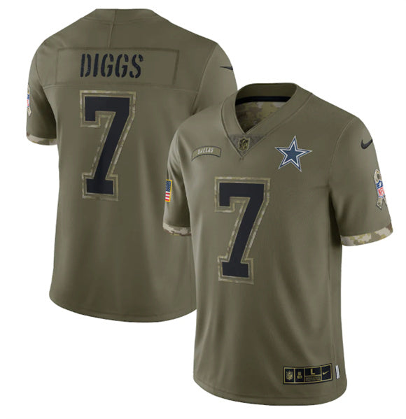 Dallas Cowboys #7 Trevon Diggs 2022 Olive Salute To Service Jersey