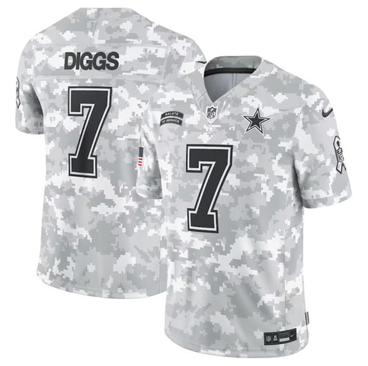 Dallas Cowboys #7 Trevon Diggs Arctic Camo 2024 FUSE Salute to Service Jersey