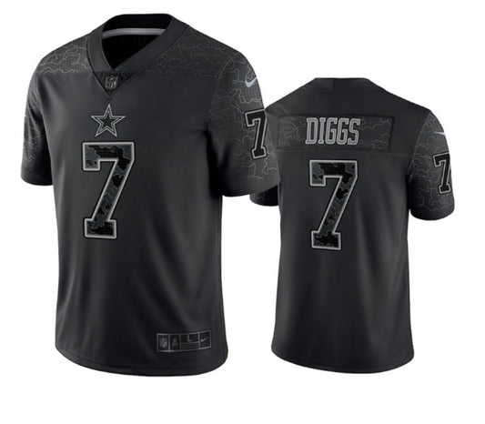 Dallas Cowboys #7 Trevon Diggs Black Reflective Jersey