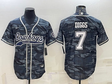 Dallas Cowboys #7 Trevon Diggs Gray Camo With Patch Baseball Jersey