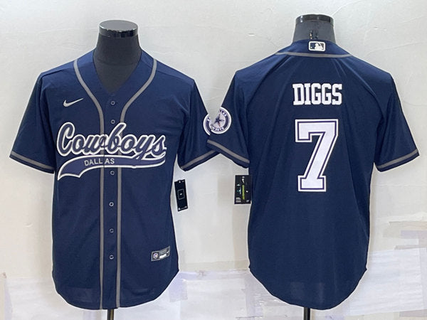 Dallas Cowboys #7 Trevon Diggs Navy Baseball Jersey