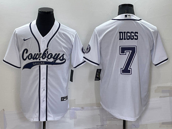 Dallas Cowboys #7 Trevon Diggs White Baseball Jersey